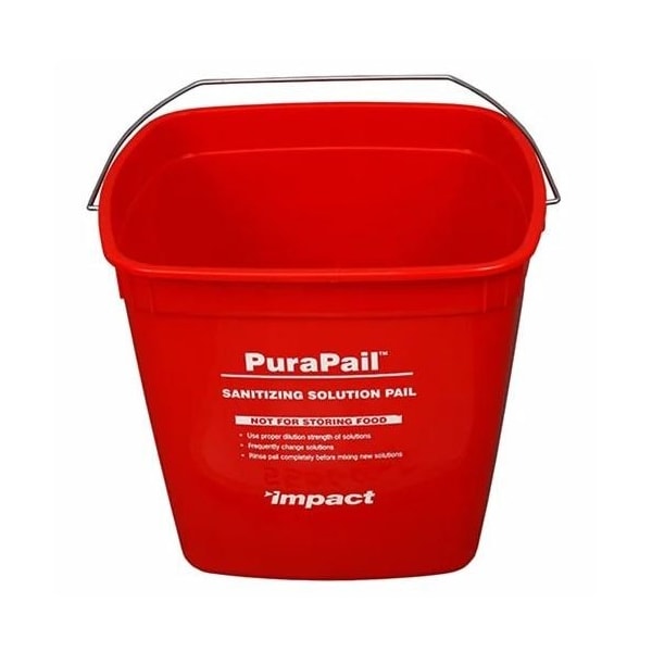 Purapail Utility Bucket 6 Quart, Red, Sanitizing Solution Pail, Sturdy HDPE, Sold by Each 96000 - main