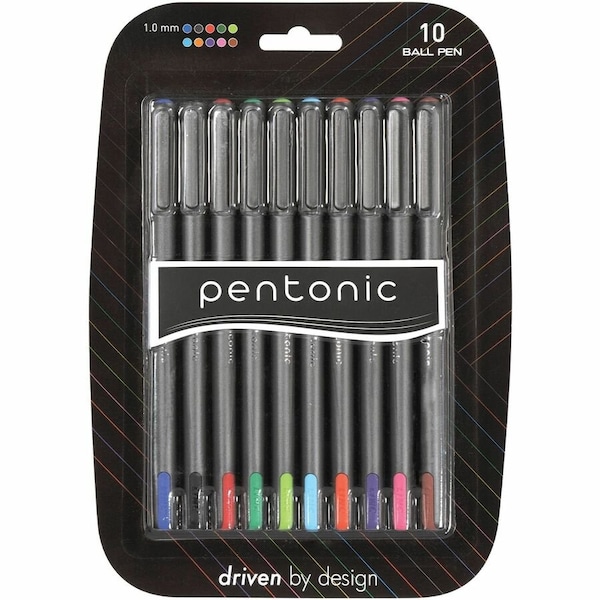 Pentonic Ballpoint Pen Set, 1 mm Pen Point, Assorted Ink, Nickel Silver Tip, 120PK PEN12199 - main