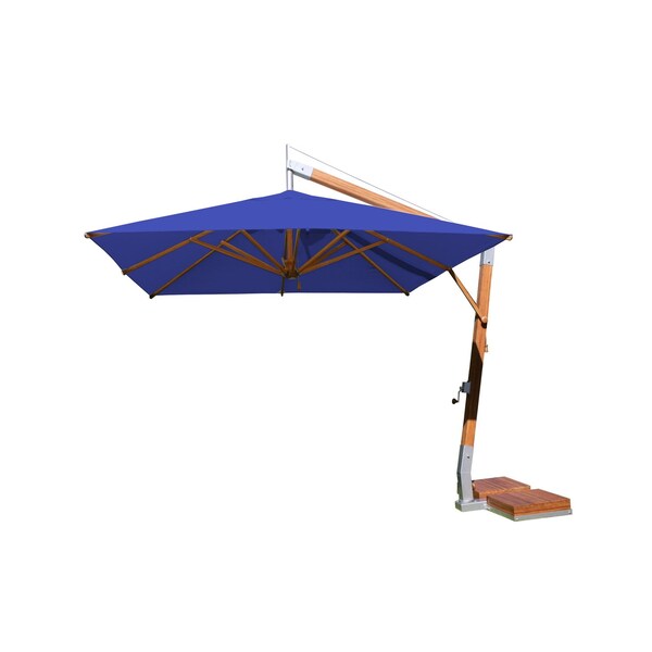 Bambrella 10' Square Bamboo Cantilever Umbrella w/354lb Base System-Blue Canopy 3.0m SQ-SW-L-BL-BS - main