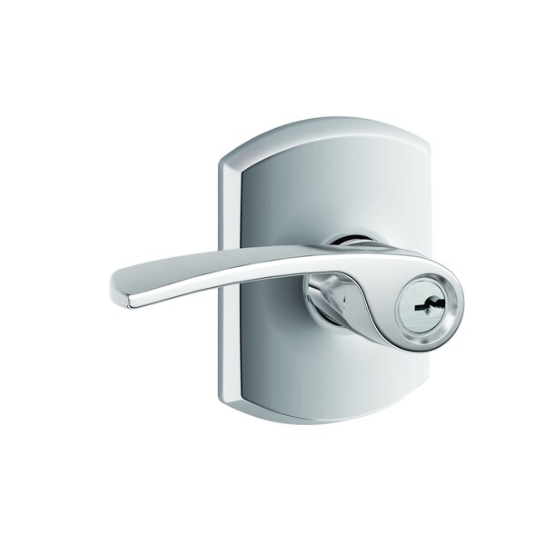 Schlage Residential Merano Lever with Greenwich Rose Keyed Entry Lock C Keyway with 16211 Latch and 10063 Strike F51AMER625GRW - main