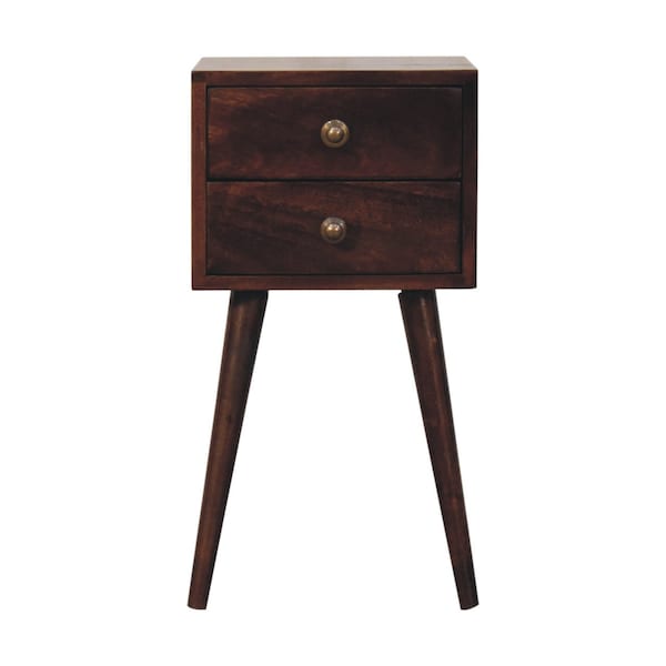 Homeroots 22" Brown Solid Wood Square Two Drawer Nightstand 651798 - main