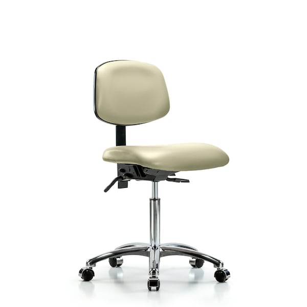 Blue Ridge Ergonomics Chair, Vin, Med Bench, Chr Tilt Casters, Wht, No Arms, 22" to 29" Height, Adobe White BR-VMBCH-CR-T1-A0-NF-CC-8501 - main
