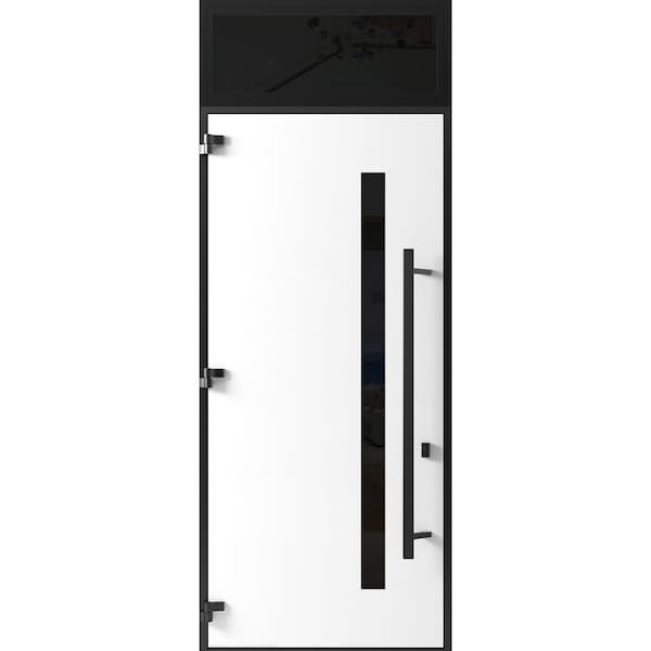 Vdomdoors Front Exterior Prehung Steel Door Ronex0162 Red Oak 96 Transom Window Sidelite Entry Metal Modern RONEX0162EXD-RED-W36xH96+16-RH-I - main