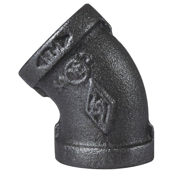 Prosource Pipe Elbow, 3/4 in, FIP, 45 deg Angle, Malleable Iron, SCH 40 Schedule, 300 psi Pressure 4-3/4B - main