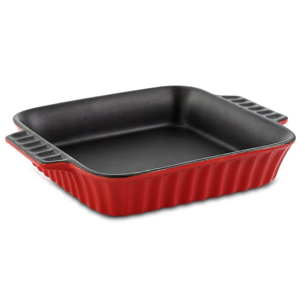 Crock-Pot Denhoff 8 in. Non-Stick Ribbed Casserole in Red 98251.01 - main