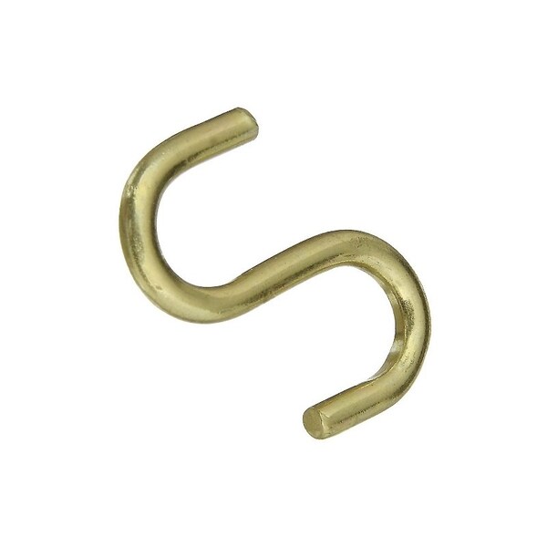 National Hardware V2077 Series Open S-Hook, 10 lb Working Load, 3/8 in Dia Wire, Brass, 3PK N121-806 - main