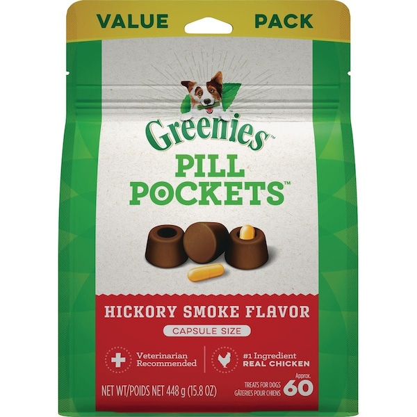 Greenies Capsule Pill Pockets Hickory Smoke Flavor Chewy Dog Treat, 60PK 101084 - main