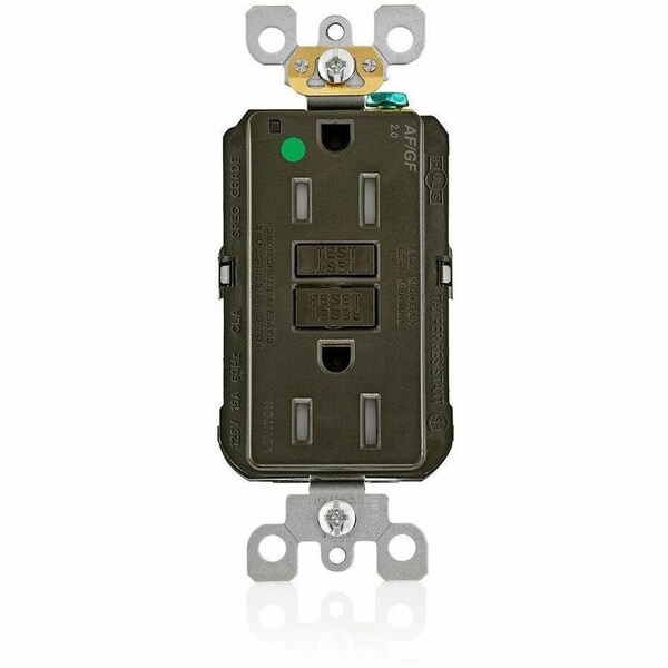 Leviton Receptacle, 15 A, 125V AC, Brown AGTR1-HG - main