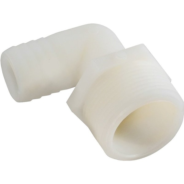 Anderson Metals Hose Elbow, 1/2 in, Barb, 3/8 in, MPT, 150 psi Pressure, Nylon 53720-0806 - main