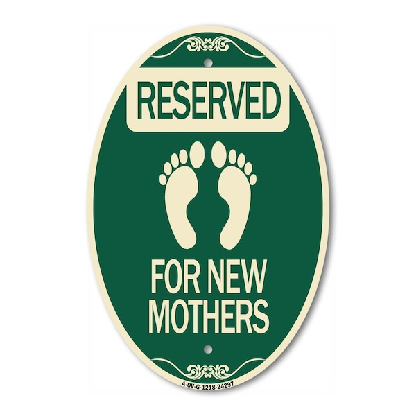 Signmission Blue Reserved Parking for New Mothers, 12 Inch X 18 Inch Architectural Oval, Heavy Gauge Aluminum A-OV-G-1218-24297 - main