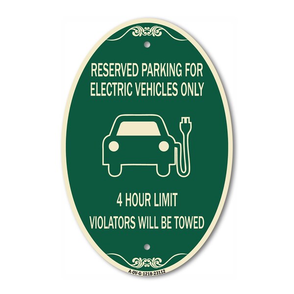 Signmission Reserved Parking for Electric Vehicles Only -, 12 In X 18 In Architectural, Heavy Gauge Aluminum A-OV-G-1218-23112 - main
