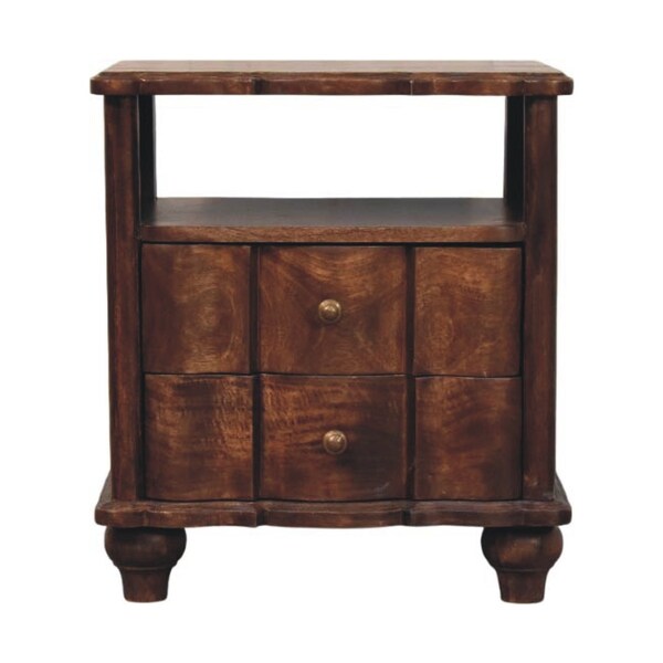 Homeroots 25" Brown Solid Wood Two Drawer Nightstand 701724 - main