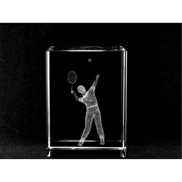 Happyholidays 1159-70-74 2 L x 2.75 H x 2 W in. Crystal Laser-Engraved Tennis Player Sports Laser-Cut HA2558603 - main