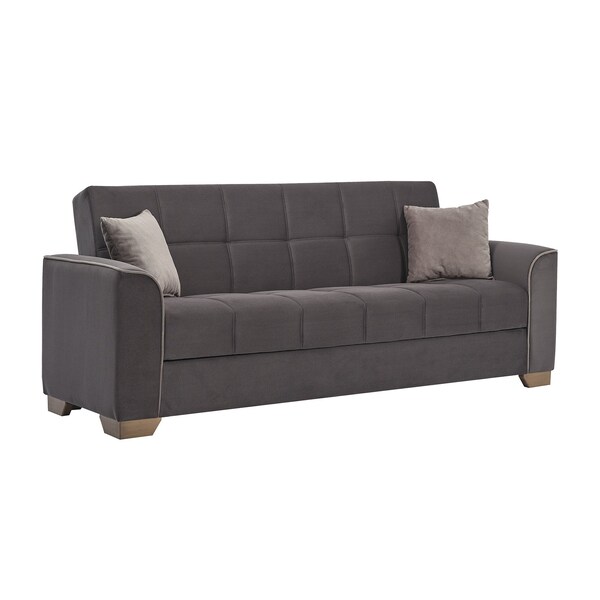 Homeroots 90" Brown Chenille Sleeper Sofa And Toss Pillows 607122 - main