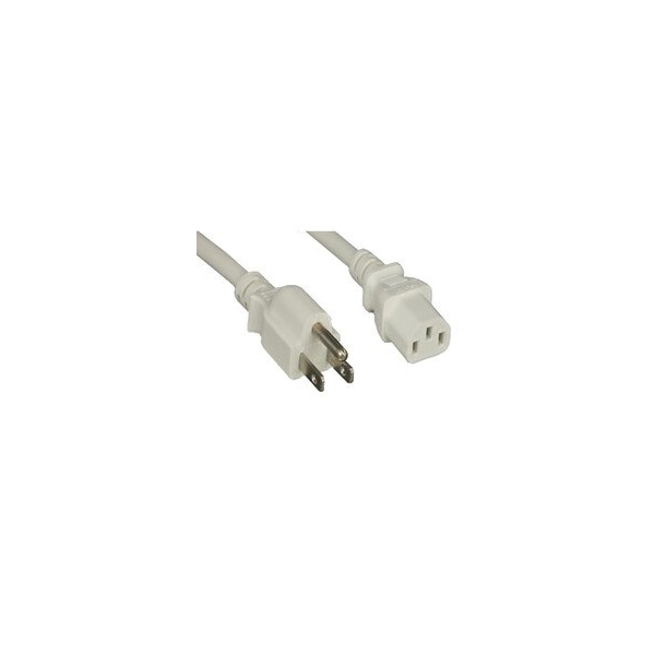 Cable Wholesale Computer / Monitor Power Cord, White, NEMA 5-15P to C13, 18AWG, 10 Amp, 2 foot 10W1-01202WH - main