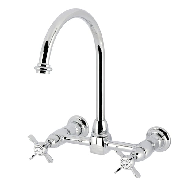 Kingston Brass Two-Handle Wall Mount Bridge Kitchen Faucet, Polished Chrome KS1291BEX - main