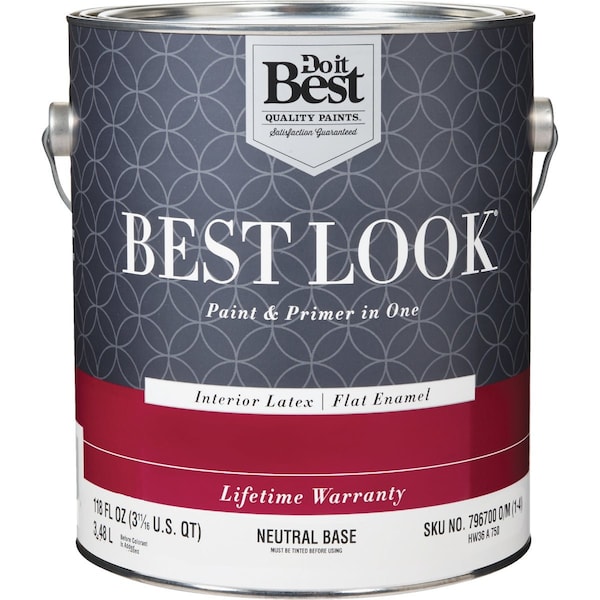 Do It Best Best Look Latex Premium Paint & Primer In One Flat Enamel Interior Wall Paint Neutral Base 1 Gal. HW36A0750-16 - main
