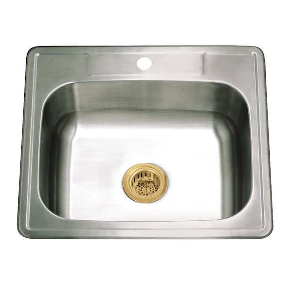 Kingston Brass 25-Inch Stainless Steel Self-Rimming Single Bowl Drop-In Kitchen Sink, 1-Hole with Strainer KGKTS2522817 - main