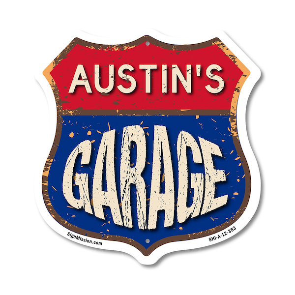 Signmission Austin's Garage, 12 Inch X 12 Inch, Aluminum Metal Sign SHI-A-12-383-AUSTIN - main