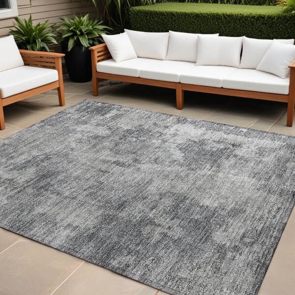 Homeroots 8' X 10' Gray Abstract Washable Non Skid Indoor Outdoor Area Rug 564266 - main