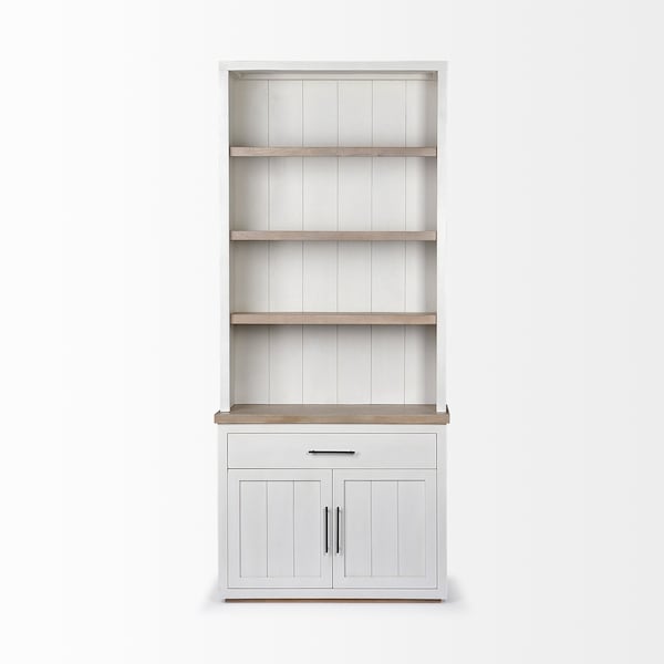 Homeroots 91" Brown And White Wood Three Tier Bookcase 380593 - main