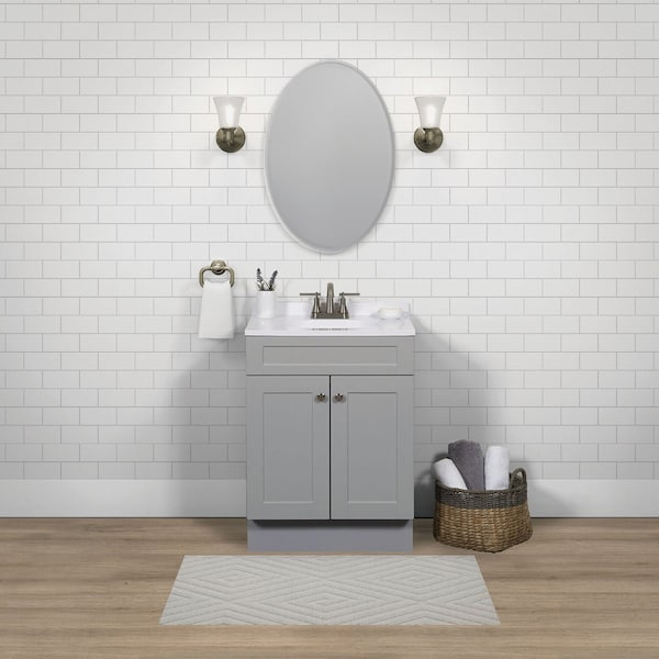 Zenith Zenna Home Cool Gray 24'' Wx35'' Hx18''D Shaker Vanity with Wht Cultured Marble Top SBC24GY - main