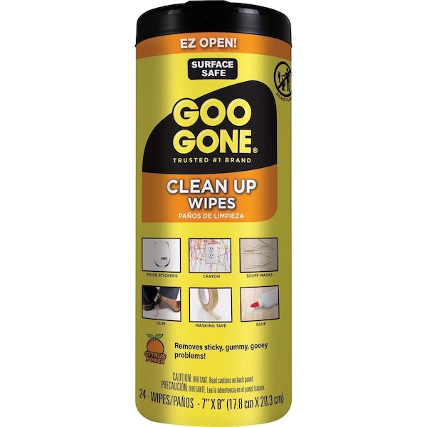 Goo Gone Clean Up Wipes, 8 x 7, Citrus Scent, White, 24/Can, PK4 2000 - main