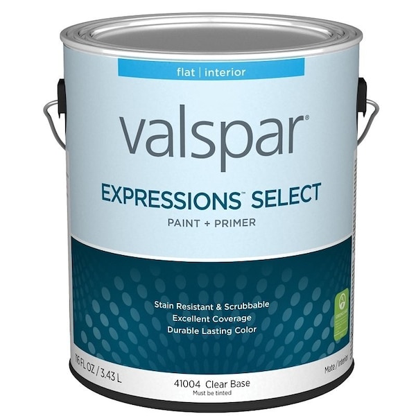 Valspar Expressions Select 4100 Latex Paint, Acrylic Base, Flat Sheen, Clear Base, 1 gal 028.0041004.007 - main