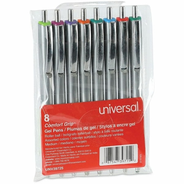 Universal PEN, GEL, RET, 0.7MM, 8, AST, 8PK UNV39725 - main
