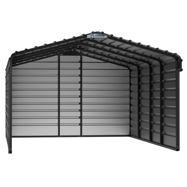 Arrow Storage Products 12 x 20 x 7 ft Charcoal Steel Carport with 3 Wall Kits CPHC122007ECL3 - main