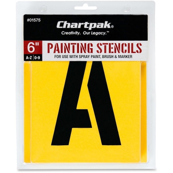 Chartpak Painting LettersNumbers Stencils, Yellow, 35PK CHA01575 - main