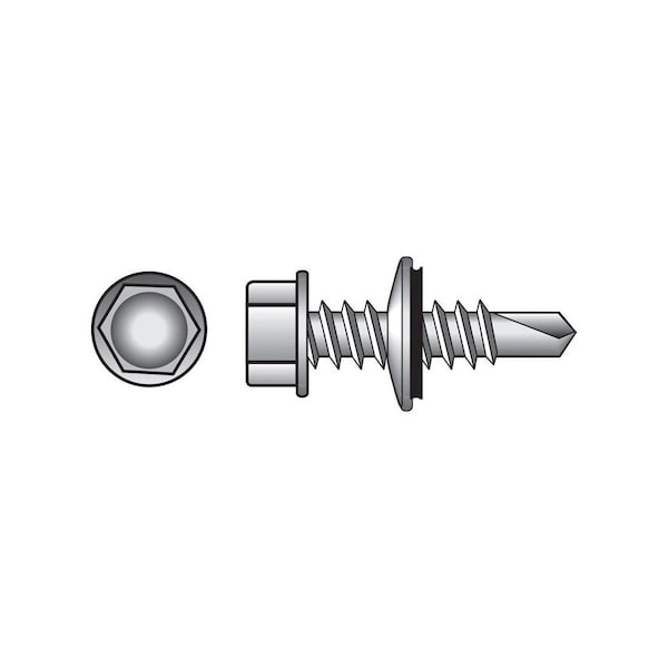 Hillman Self- Drilling Screws No. 12-14 S X 2 in L Hex Hex Washer Head Zinc-Plated 561044 - main