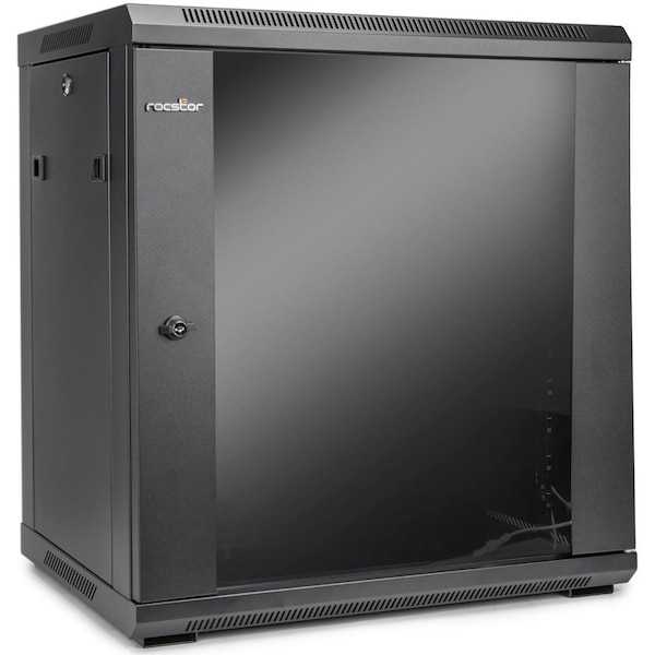 Rocstor SOLIDRACK 12U RACK ENCLOSURE TEMPERED GLASS WINDOW-BLACK Y10E003-B1 - main