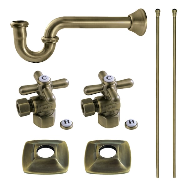 Kingston Brass Plumbing Sink Trim Kit with P-Trap, Antique Brass KPK110P3 - main