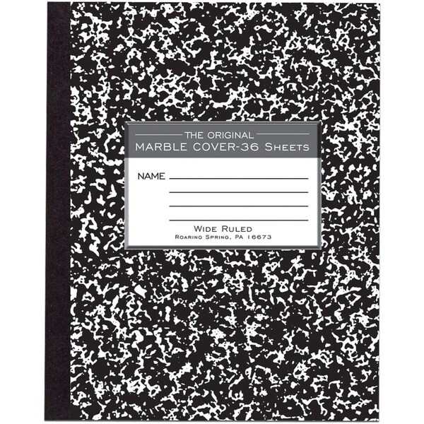 Roaring Spring Wide Ruled Flexible Cover Composition Book, 85 x 7 36 Sheets, Black Marble, Black ROA77332 - main