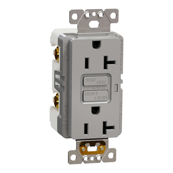 Square D Straight Blade Receptacle, 20 A, 125V AC, 2 Pole, Flush Mount, Self-Grounded SQR51201GY - main