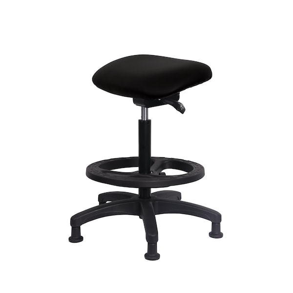 Blue Ridge Ergonomics Vinyl Sit-Stand - Standing Height with Black Foot Ring Stationary Glides in Black Voyager Vinyl VSTSS-RG-BF-RG-2026 - main