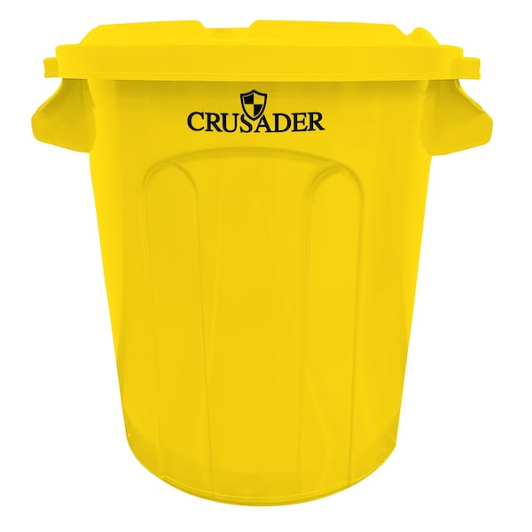 Crusader Round Heavy-duty Utility Container, 10 Gal, 15-3/5in Dia. x 17-3/10in H, PE, Yellow, NSF CTC-10YL - main