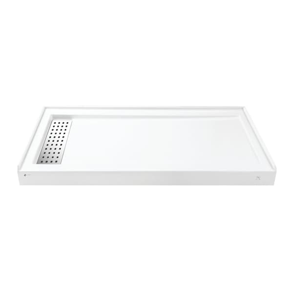 Kingston Brass 60" x 32" Anti-Skid Acrylic Single Threshold Shower Base with Left Drain, Glossy White VTSB60325LT - main
