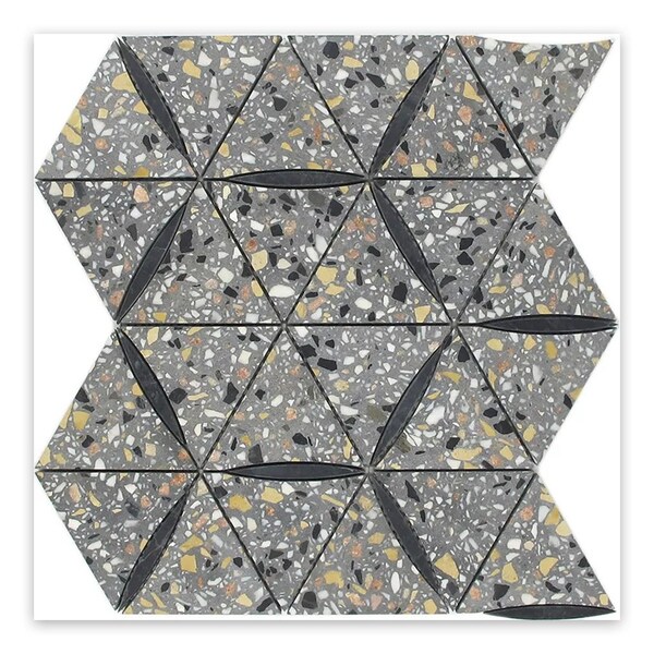 Apollo Tile 11x13 Charcoal Gray, Black Terrazzo Limestone Marble Wall and Floor Tile 4.77 sq ft/case, 5PK APLVNZ8813STA - main