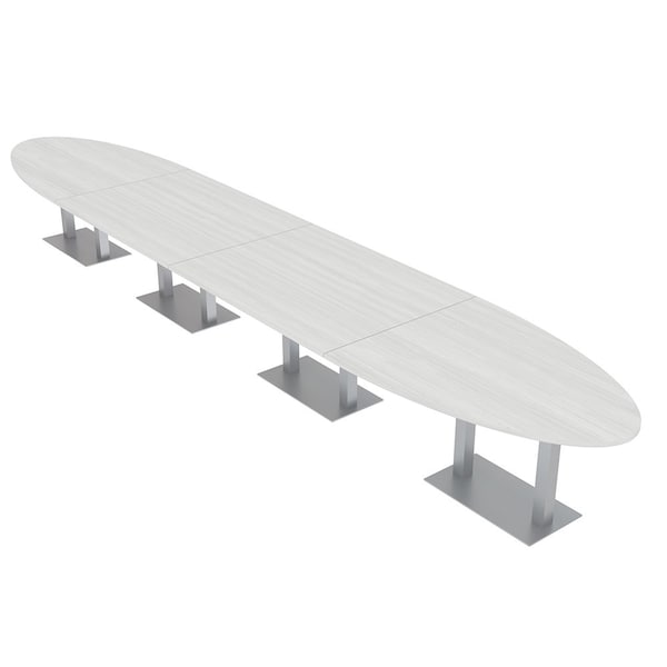 Skutchi Designs Oval Conference Table With Power Unit, 48 in W, 240 in L, White HAR-OVL-48X240-DOU-WA7976-NA - main