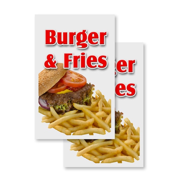 Signmission Burger & Fries, Vinyl Decals Only 24 Inch x 36 Inch, Vinyl Decal, 2PK DSB-2436-2PACK-Burger & Fries - main