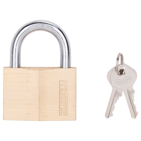 Prosource Padlock, Standard Shackle, 11/32 in Dia Shackle, 1-1/2 in H Shackle, Steel Shackle, Brass Body HD10060 - main