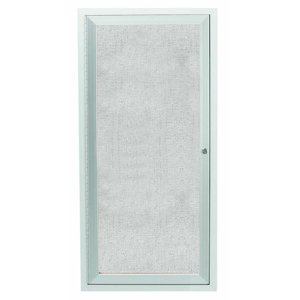 Aarco Outdoor Enclosed Bulletin Board w/ Al Frame, Standard Vinyl, Frame is Powder Coated Ivory, 24''Hx12''W ODCC2412RIV - main