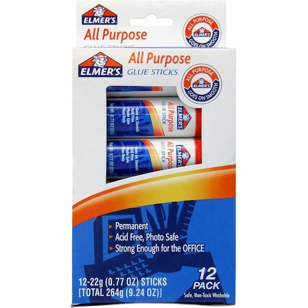 Elmers Glue Stick, All-Purpose, PK12 E517 - main