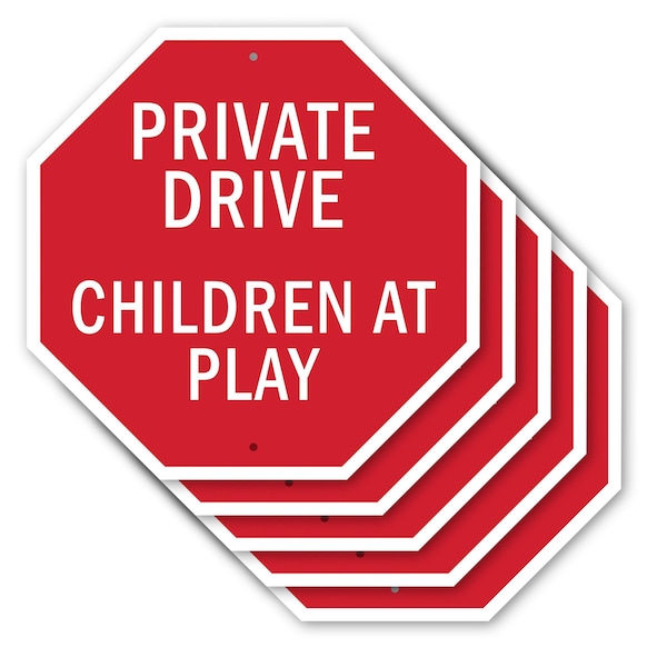 Signmission Private Drive Children at Play, 10 inch X 10 inch, Aluminum Metal Signs, 5PK OC-A-5Pack-10-35 - main