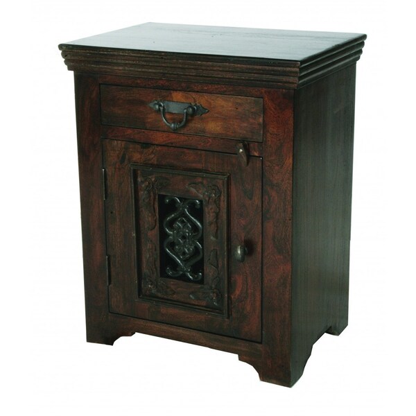 Homeroots 30" Dark Brown Solid Wood One Drawer Nightstand 488752 - main
