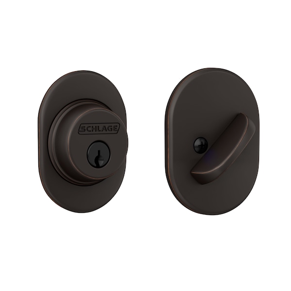 Schlage Residential Remsen Single Cylinder Deadbolt C Keyway with 12287 Latch and 10116 Strike Aged Bronze Finish B60RMN716 - main