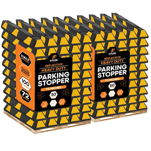 Xpose Safety Parking Block, Rubber, 4 in Height, 72 in Length, Black/Yellow 100 PK PBS-6-100-X - main