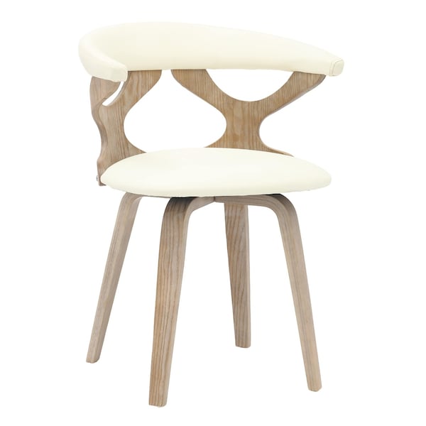 Leisuremod Modern Wooden Dining Chair, Washed Walnut Frame in White, Klyne Collection KCWW-22W - main